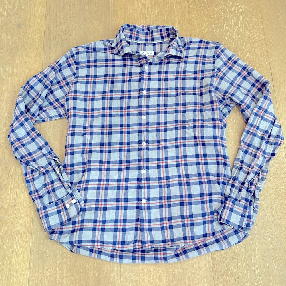 Peter Millar button-down flannel size Large blue plaid